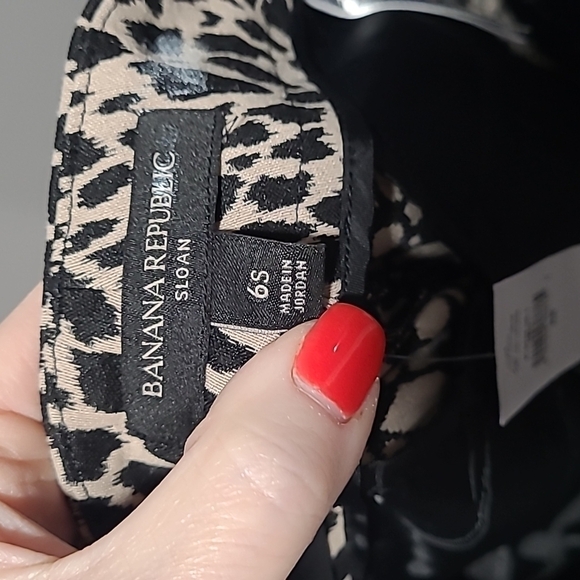 Banana Republic sz 6 short petite animal print tan black Sloan pants new WP39 - Picture 6 of 8